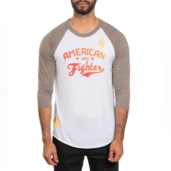 NWT Men’s American Fighter Eastern 3/4 Sleeve Raglan in White Size Medium - Picture 1 of 11